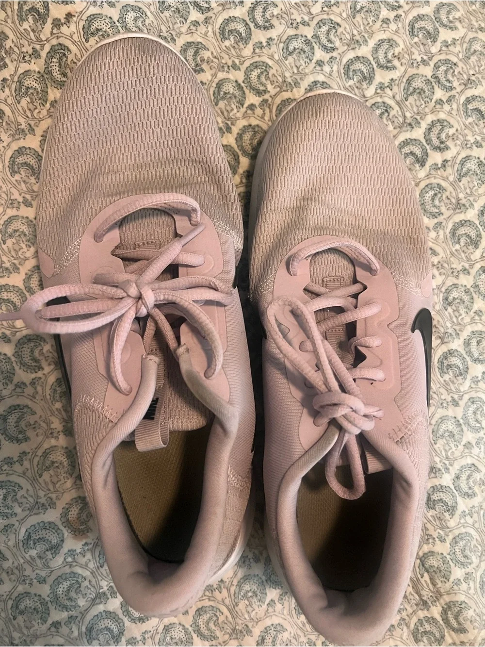Nike Women's Light Pink Athletic Sneakers with Black Swoosh
